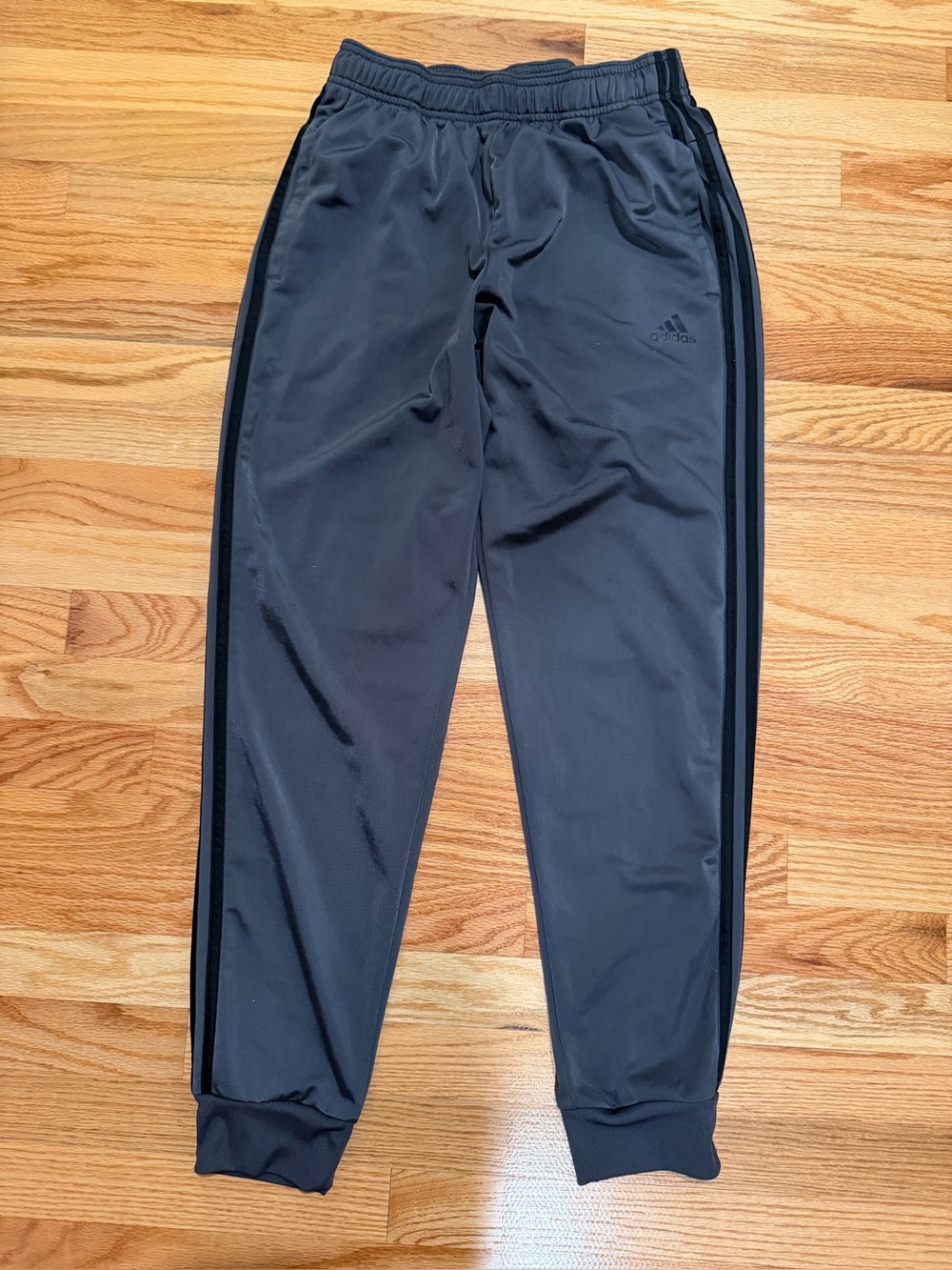 Adidas Men’s M Dark Gray Black 3-Stripes Track Jogger Pants
